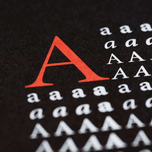 Examples of different typefaces using the letter A